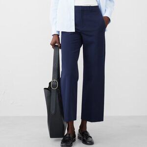 WEEKEND MAX MARA STRETCH POPLIN COTTON WIDE LEG TROUSERS ANKLE CROP PANTS sz 14